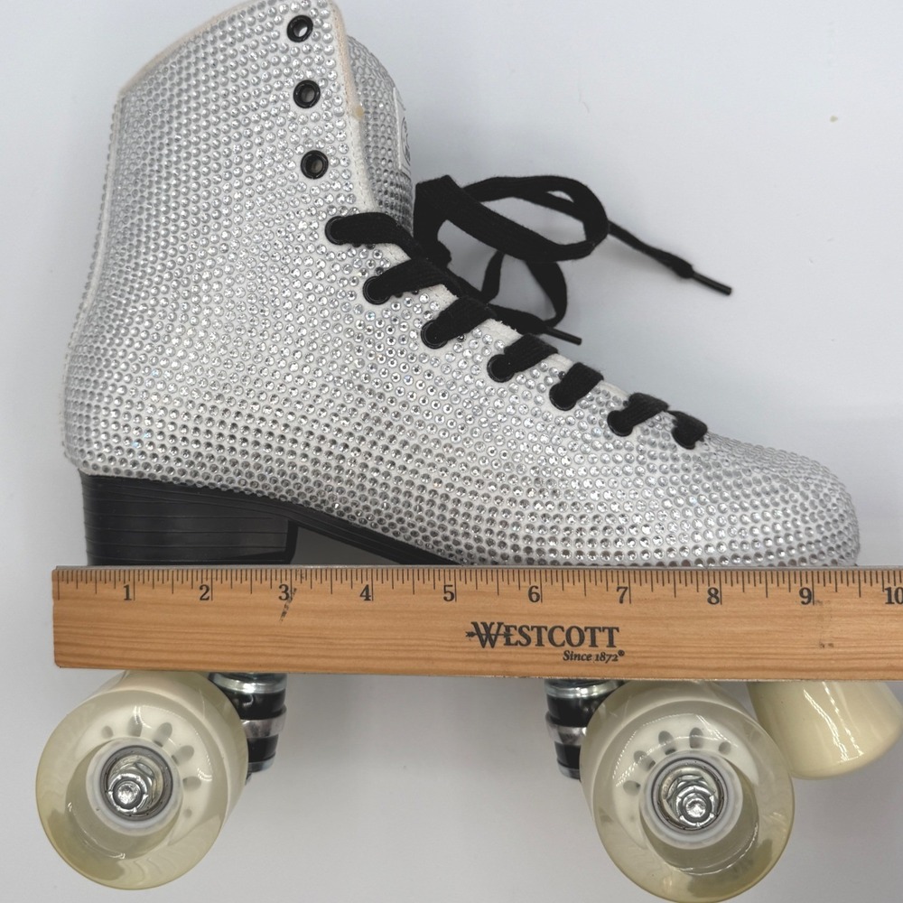 NWOT Steve Madden Rhinestone Roller Skates Silver Sparkle (Fits Like 9)Size 10 - Picture 8 of 9